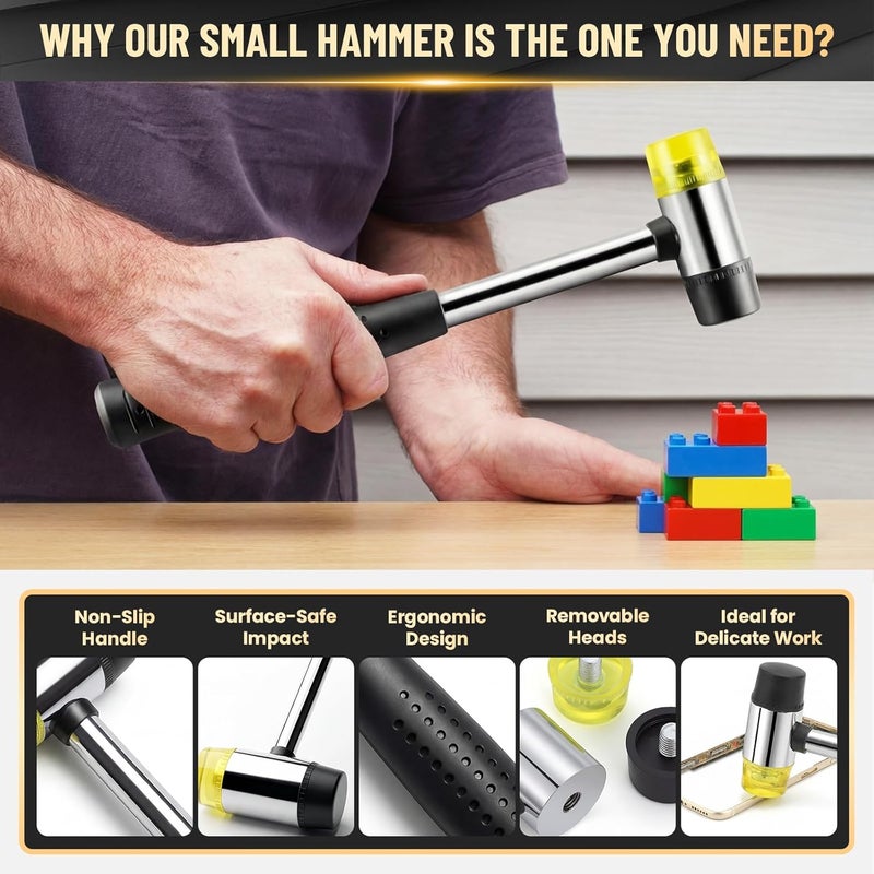 FXPay 25mm Double-Faced Rubber Mallet Hammer – Soft Non-Marring Rubber Head, Lightweight & Shockproof with Non-Slip Handle, Durable Scratch-Free Tool for Jewelry, Leather, Flooring, Tile & DIY - Image 3